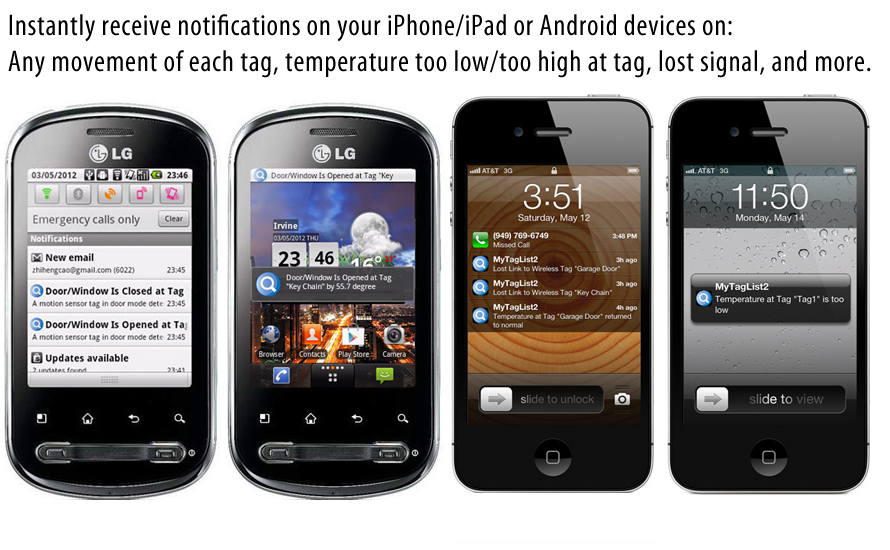Notify on Your iPhone/Android devices upon the slightest touch or door open/closed status change